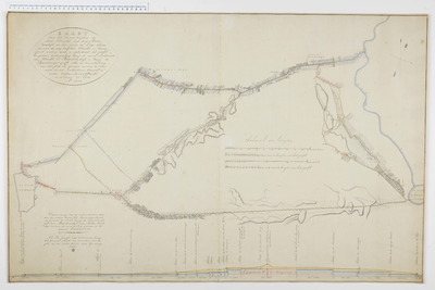 282 Kaart van het terein, met weergave van de straatweg van Utrecht naar Amersfoort, de vaart van Utrecht naar ...